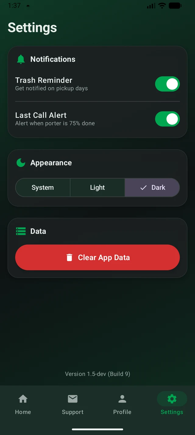 HIBRID GO Resident app on Android — settings