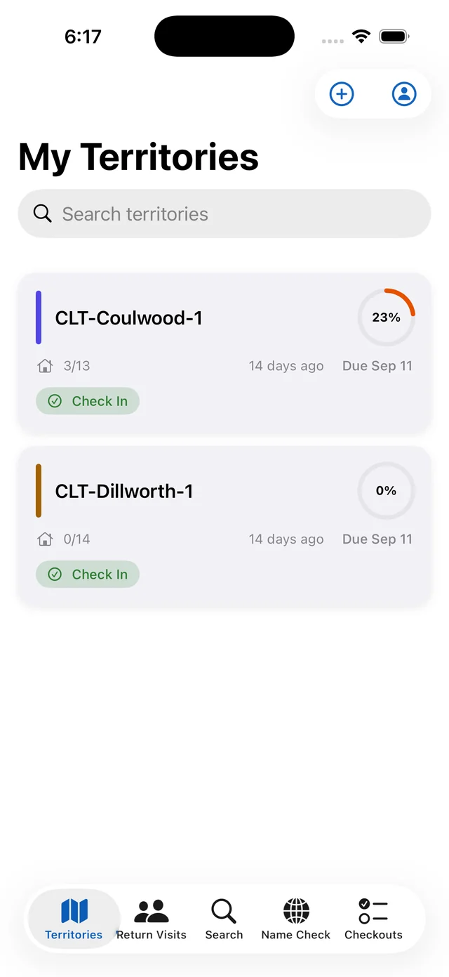 Territories on iPhone